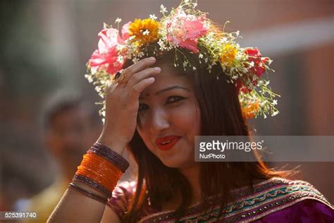 A Bangladeshi Girl Has Her Head Decorated With Flowers As They Photo