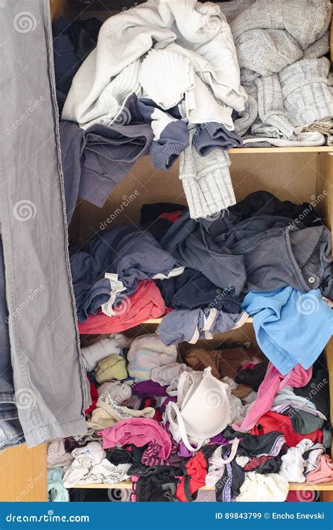 Pile Of Carelessly Scattered Clothes In Wardrobe Stock Image Image Of