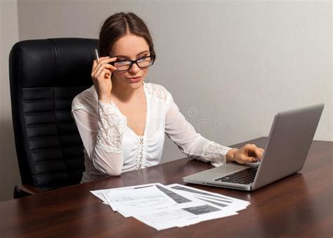 Woman Boss Works In The Office Stock Image Image Of Boss Sitting