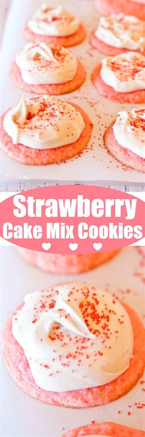I am always on the hunt for strawberry desserts and recipes using strawberry cake mix are the next best. Strawberry Cake Mix Cookies with Vanilla Cream Cheese ...