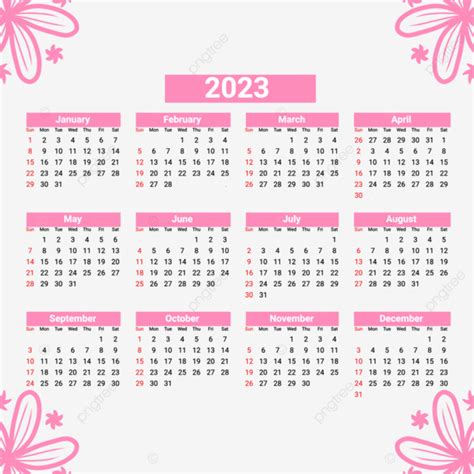 Süßer Rosa Kalender 2023 Neujahr Kalender 2023 Png Und Psd Datei Zum