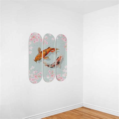 Koi Fisch And Japanische Kirschblüten Koi Skateboard Wand Etsy