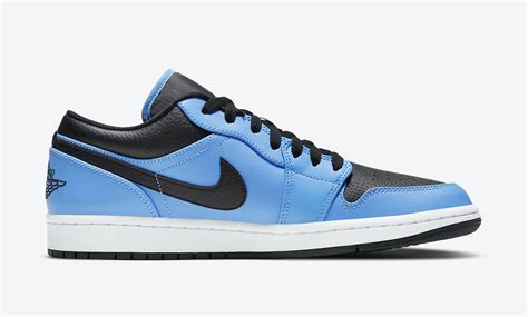 Underfoot, the midsole houses air in the heel for cushioning. Air Jordan 1 Low University Blue Black 553558-403 Release ...