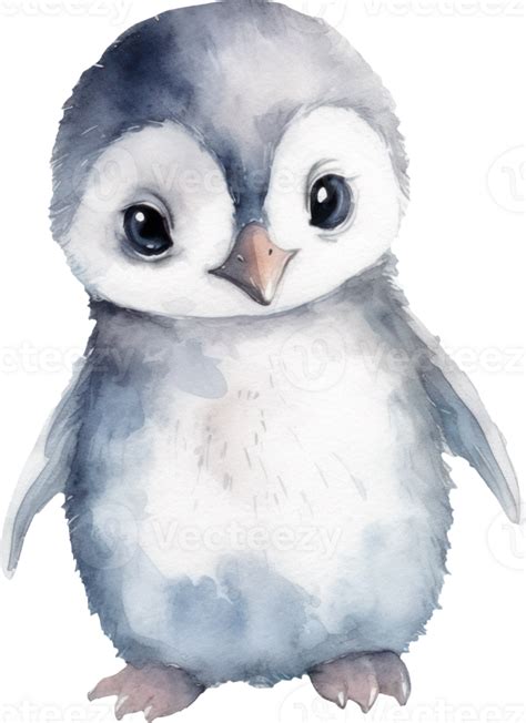 Cute Baby Penguin Watercolor Illustration Ai Generated 24045963 Png