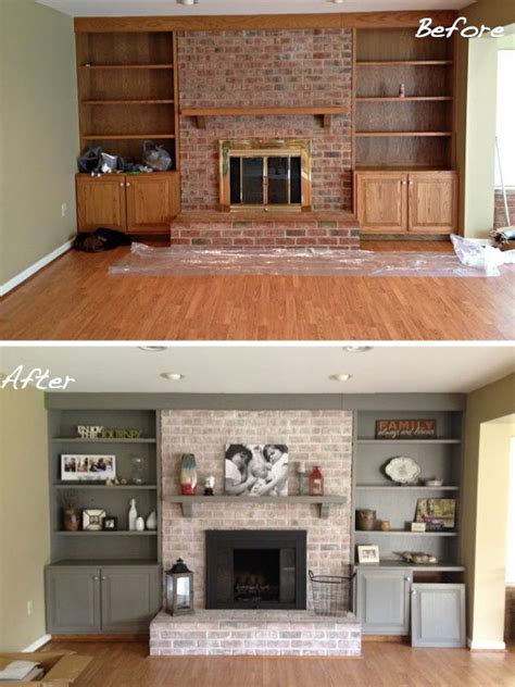 Brick Fireplace Makeover Before And After Ideas And Cool Makeovers