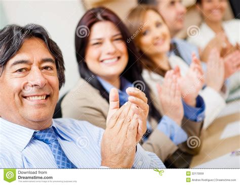 Business group applauding stock image. Image of males ...