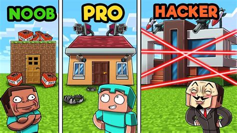 Minecraft Secure House Defense Noob Vs Pro Vs Hacker Youtube