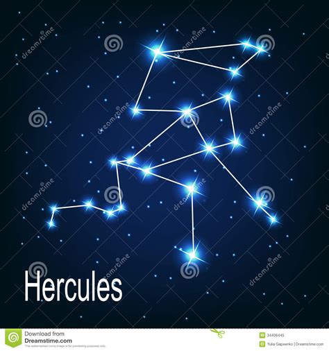 The Constellation Hercules Star In The Night Stock Vector