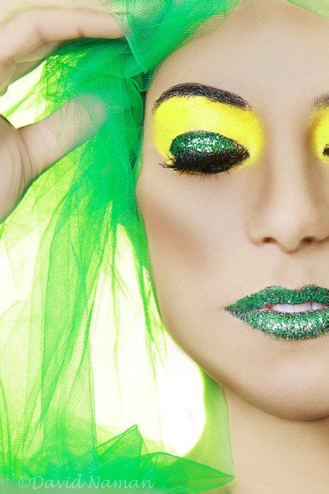Green Yellow Makeup Green Lips Glitter Lips Yellow Makeup