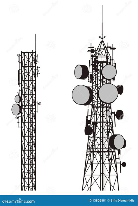 Communication Towers Stock Vector Illustration Of Satellite 13806881