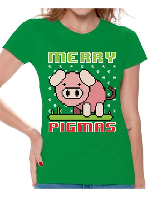 Awkward Styles Merry Pigmas Tshirt For Women Piggy Christmas Shirt