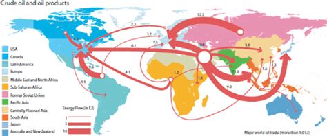 A Map Showing The World Trade And Transport Of Crude Oil Note That The
