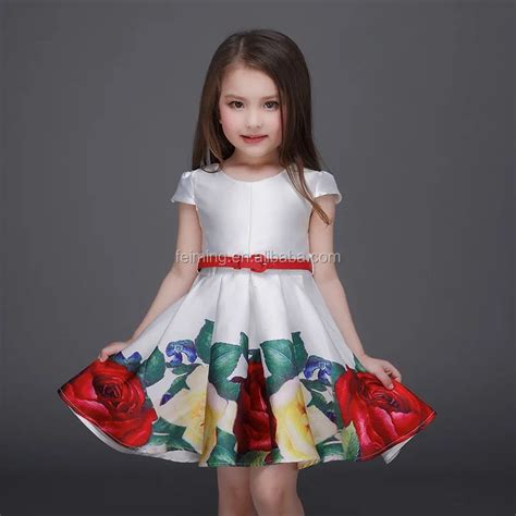 New Model Latest Frocks Designs Soft Fabric Kids Wear Big Flower Fancy