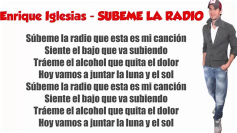 Enrique Iglesias Subeme La Radio Lyrics Youtube