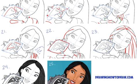 How To Draw A Cute Kawaii Chibi Pocahontas And Meeko Easy Step By