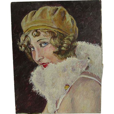 Antique Art Deco Oil Painting Of A Flapper Lady From Neatcurios On Ruby