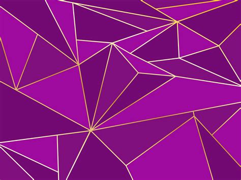 Abstract Purple Polygon Artistic Geometric With Gold Line Background