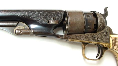 Colt 1860 Army 44 Caliber Revolver Factory Engraved With Carved And