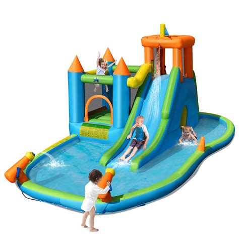 【からのみの】 Bountech Inflatable Water Slide， Giant Water Park Double Long