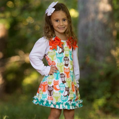 Fall Owl Ruffle Aline 108 Little Girl Fashion Girl Fashion Cute