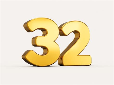 Premium Photo 3d Illustration Of Golden Number 32 Or Thirty Two