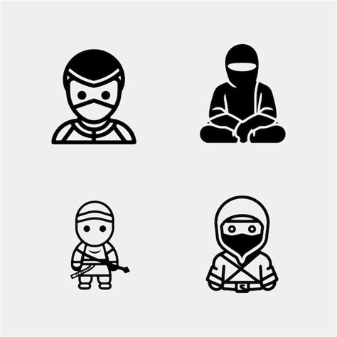 Premium Vector Set Of Cute Little Ninjas In Various Poses Isolated On