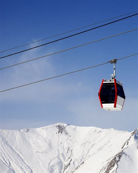 Gondola Lift And Snowy Mountains Stock Photo Image Of Road Landscape
