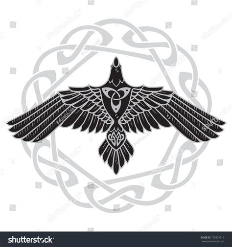 The Raven Of Odin In Norse Celtic Style Isolated On White Vector