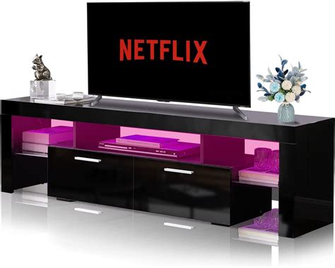 Buy Black Tv Stands With Led Lights High Gloss Tv Entertainment Center