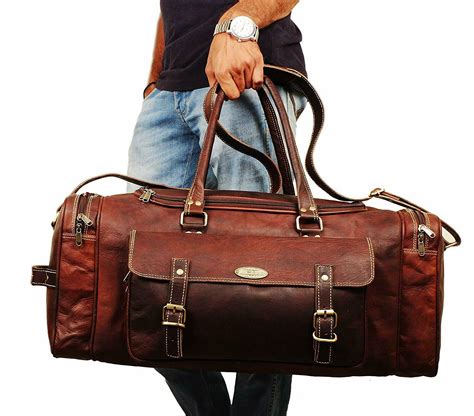 Mens Gym Sports Overnight Weekender Leather Travel Vintage Leather