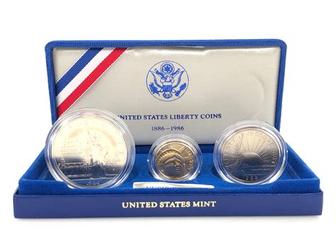 Lot 1986 Us Statue Of Liberty 3 Coin Commemorative Proof Set W Gold