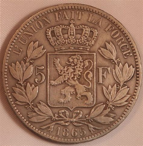 Belgique Raised Lettered Edge 5 Francs 1865 Léopold I Catawiki
