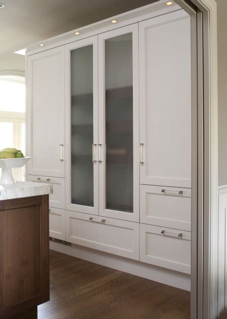 Using glass for kitchen cabinet doors allows you to get that happy medium between having a solid wooden door and completely open shelving. Frosted Glass Cabinet Doors - Contemporary - kitchen ...