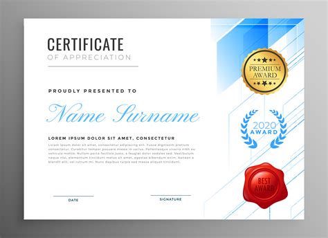 Modern Certificate Of Appreciation Template Design Download Free