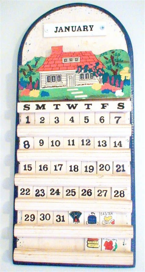 Retro Wall Calendar With Wooden Tiles