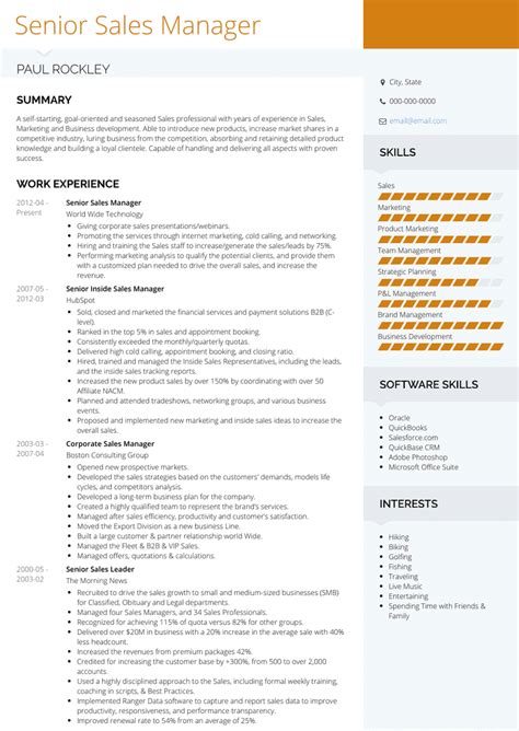 Senior Sales Manager Resume Samples And Templates Visualcv