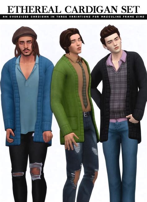 Ethereal Cardigan Set Nucrests Sims 4 Male Clothes Sims 4 Men