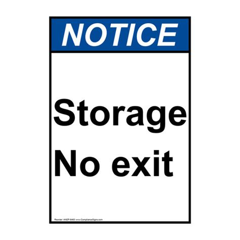 Vertical Storage No Exit Sign Ansi Notice Not An Exit