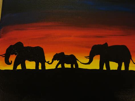 Elephant Silhouette Acrylic Painting At Explore