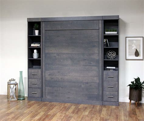 Fern Queen Murphy Wall Bed Long Island In Gray Sleepworks