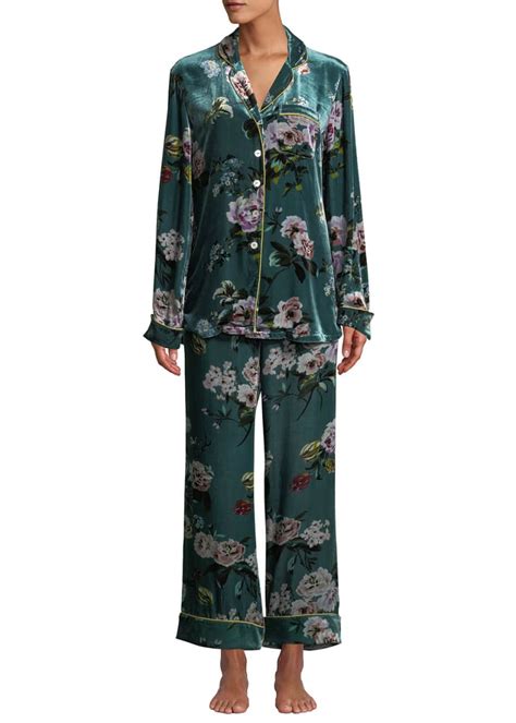 Olivia Von Halle Lila Virginia Floral Velvet Classic Pajama Set