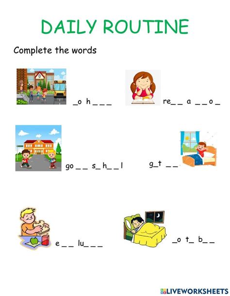 Daily Routine Activities Virtual Class Compound Words Active