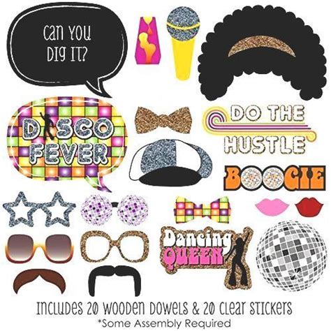 70s Disco Photo Booth Props Kit 20 Count From 2596 Disco Theme