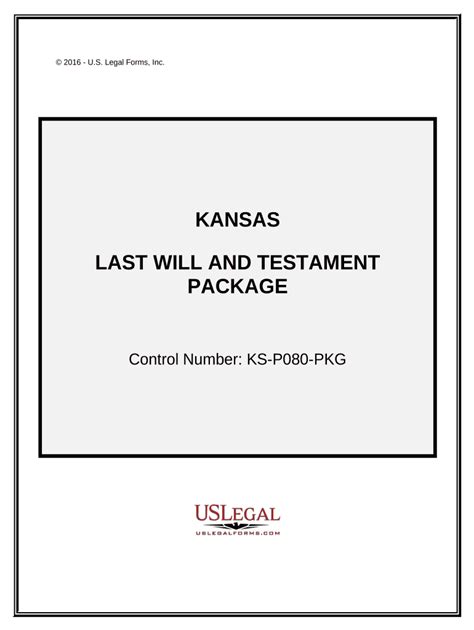 Last Will And Testament Package Kansas Form Fill Out And Sign