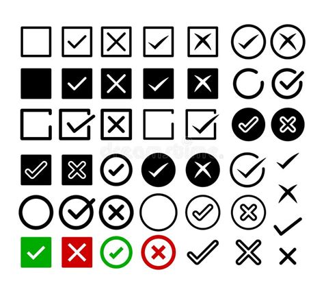Check Mark Icon Set Right And Wrong Symbol Stock Vector Illustration