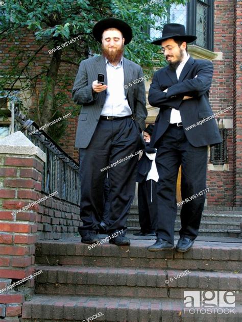 Jewish Men In Traditional Clothes Usa Brooklyn New York City Stock