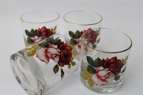 Vintage Country Roses Floral Print Drinking Glasses West Virginia Glass