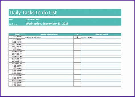 Daily Task Manager Excel Template