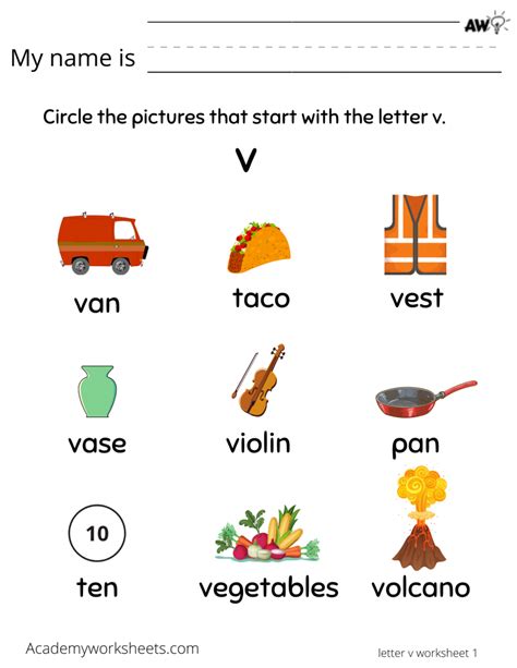 Learn The Letter V V Letters Of The Alphabet Academy Worksheets