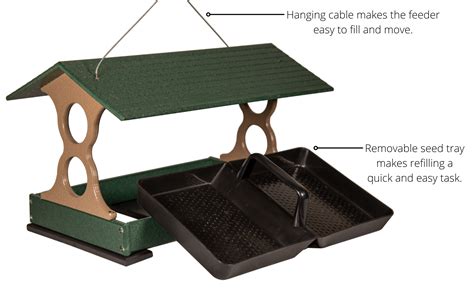 Jcs Wildlife Large Greentan Poly Fly Thru Bird Feeder W Removable